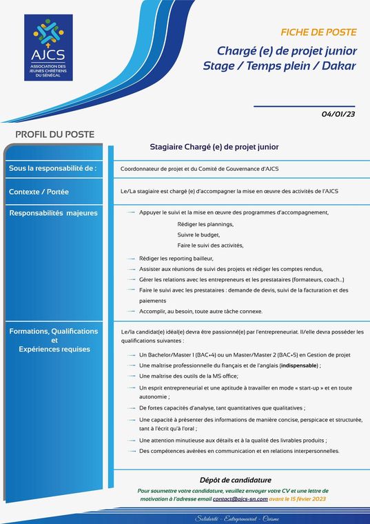 Communications, visuels et messages de l'AJCS — 2023 — 4 janvier 2023